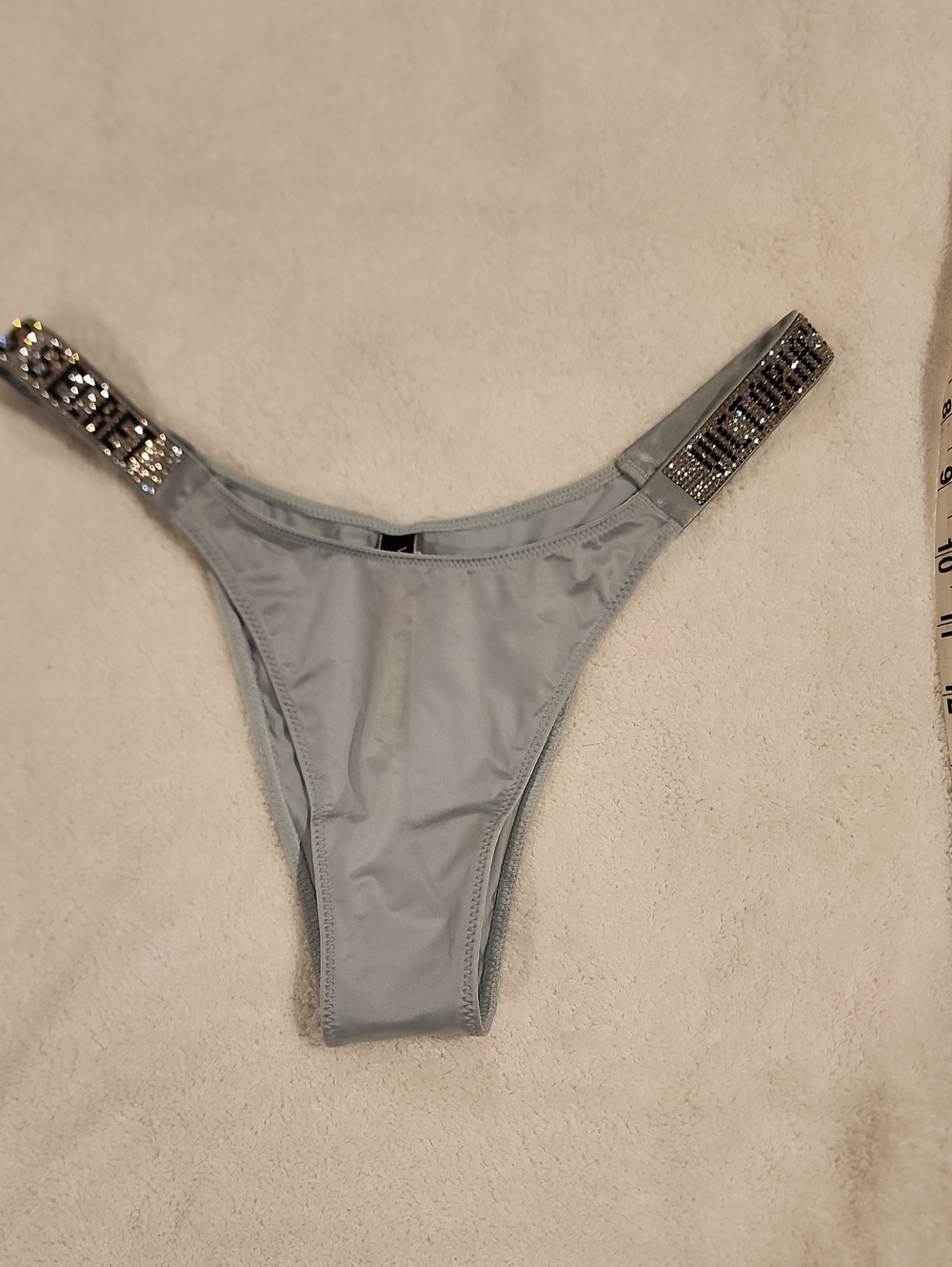 Victoria's Secret Light Blue Rhinestone Strap Panty. BNWT Sz Small